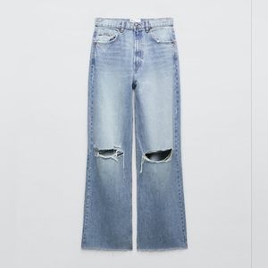 NWT Zara ripped wide leg jean